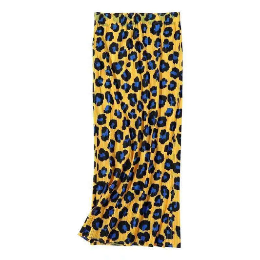 2022 Summer New Fashion Comfortable and Casual Leopard Print Pleated Skirt Women Print Pleated Skirt Hip Skirt High Waist Skirt
